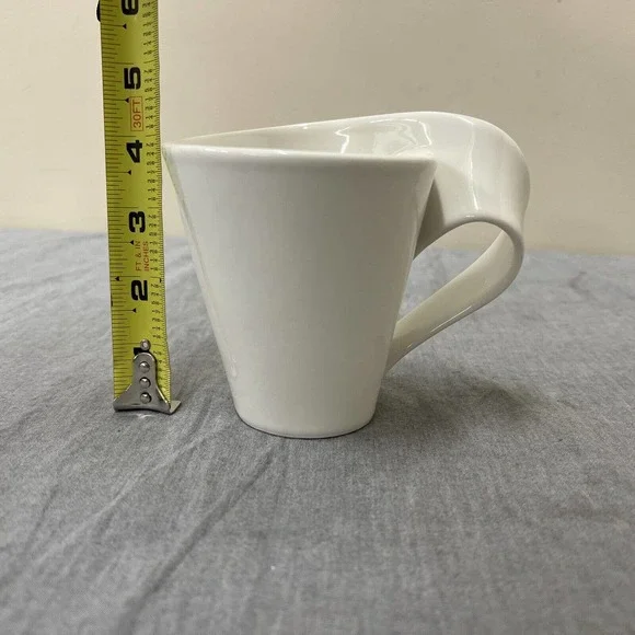 Villeroy Boch 1748 Luxembourg New Wave Mug Swirl Handle Cup White Porcelain 10oz - Picture 9 of 9